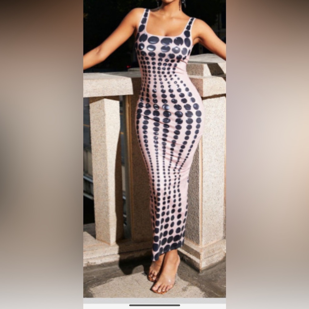 Pink and Black Polka Dot Dress